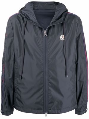 Moncler logo-patch hooded jacket - Blue