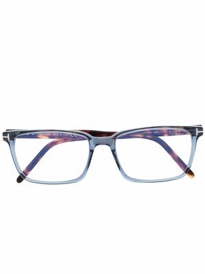 TOM FORD Eyewear tortoiseshell-effect square glasses - Blue