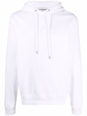 LANVIN embroidered-logo cotton hoodie - White