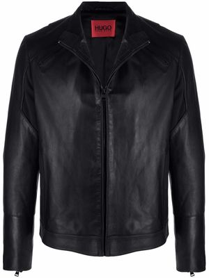 HUGO zipped lambskin jacket - Black