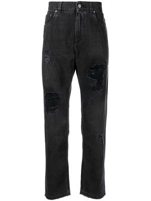 Dolce & Gabbana cropped ripped-detail jeans - Black