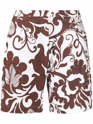 La DoubleJ floral-print tailored shorts - Brown