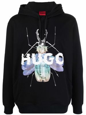 HUGO logo-print hoodie - Black