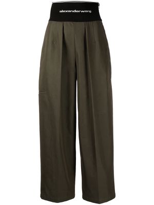Alexander Wang high-rise logo-waistband carrot trousers - Green
