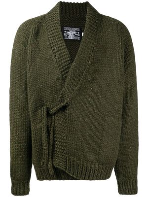 Maharishi tie-fastened virgin wool cardigan - Green