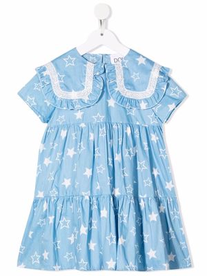 Douuod Kids star-print ruffle dress - Blue