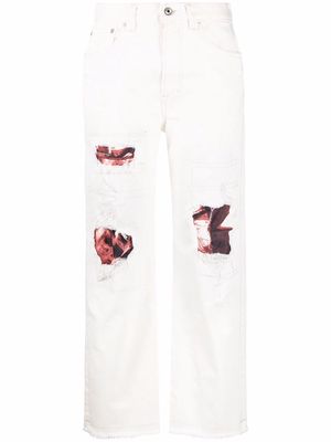 Just Cavalli ripped-detail straight-leg jeans - White