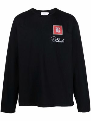 Rhude Monaco-print long-sleeved T-shirt - Black