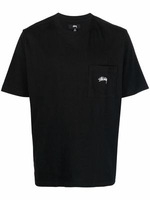 Stussy embroidered-logo pocket T-shirt - Black
