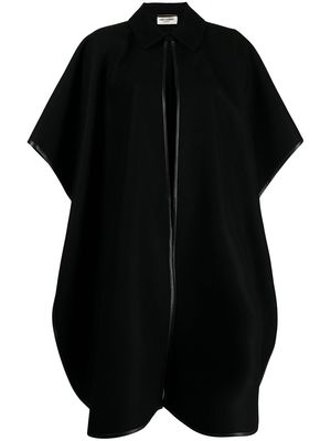 Saint Laurent contrast-trim mid-length coat - Black