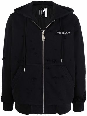 Khrisjoy distressed zip-up hoodie - Black