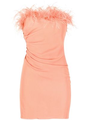 De La Vali feather-trim mini dress - Orange