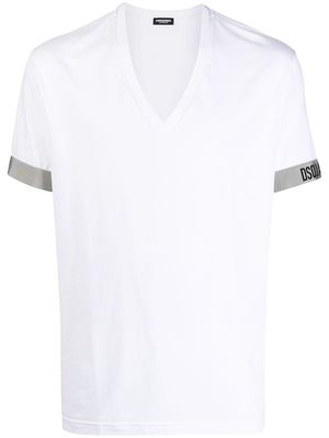 Dsquared2 V-neck logo-tape T-shirt - White