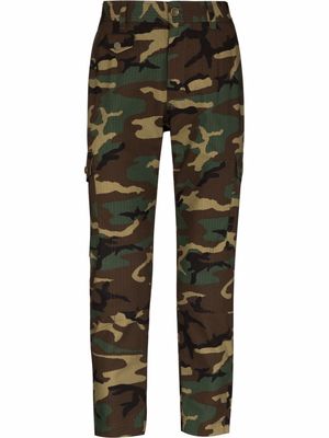 Dolce & Gabbana camouflage-print cropped cargo trousers - Green