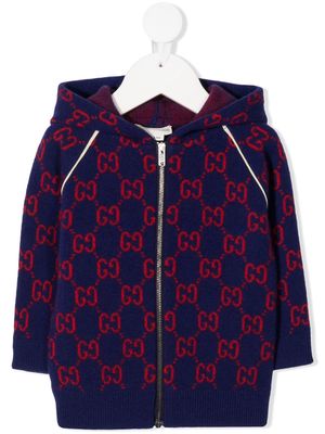 Gucci Kids GG knitted hoodie - Blue