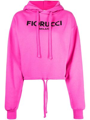 Fiorucci drawstring-detail cropped hoodie - Pink
