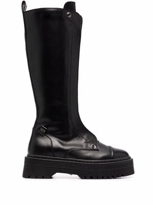 Armani Exchange knee-high leather boots - Black