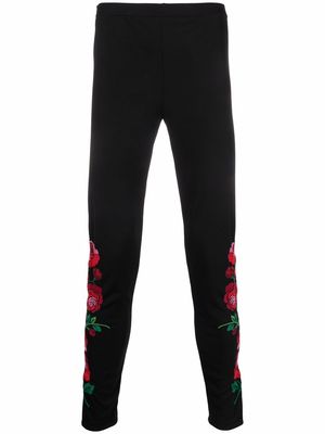 Comme Des Garçons Homme Plus floral embroidered fitted trousers - Black