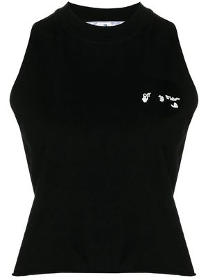 Off-White logo-print cotton tank top - Black