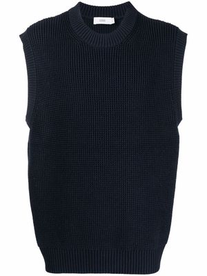 Closed knitted organic cotton vest top - Blue