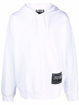 Versace Jeans Couture logo-patch long-sleeve hoodie - White