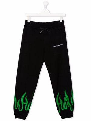 Vision Of Super Kids TEEN spray-flame track pants - Black