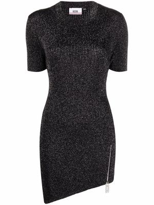 Gcds zip-charm lurex knitted mini dress - Black