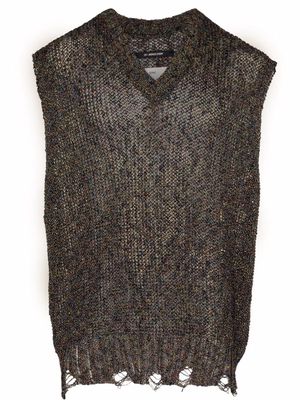 Song For The Mute open-knit distressed-effect vest - Black