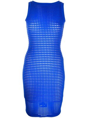 Genny sleeveless open-knit mini dress - Blue
