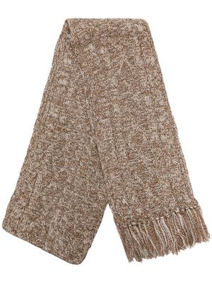 AFB fringe-trimmed hooded scarf - Brown
