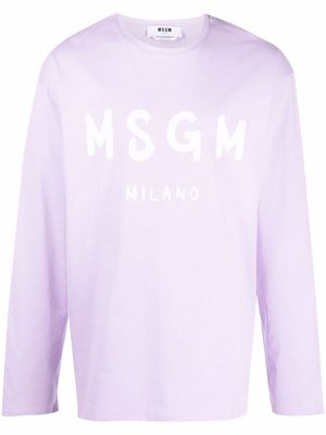 MSGM logo long-sleeve top - Purple