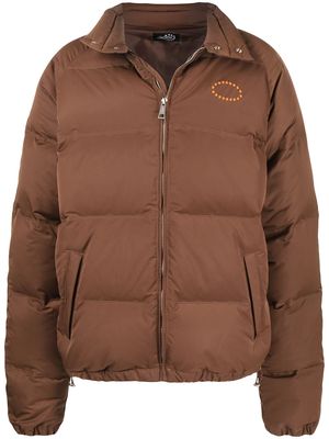 AFB embroidered-logo puffer jacket - Brown