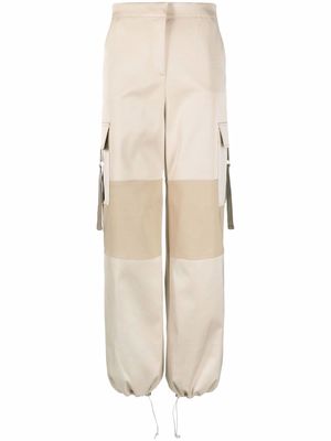 Blumarine satin-finish cargo trousers - Neutrals