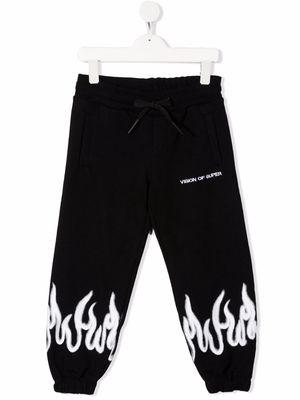 Vision Of Super Kids spray-flame track pants - Black