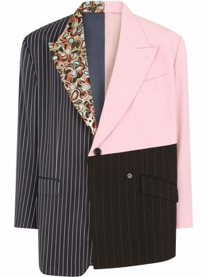 Dolce & Gabbana patchwork-panelled asymmetric blazer - Black