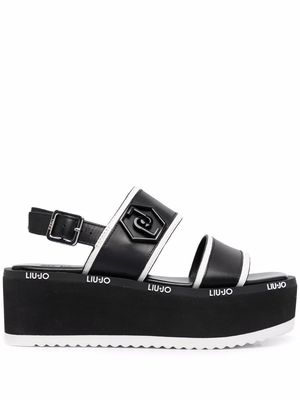 LIU JO logo-plaque slingback sandals - Black
