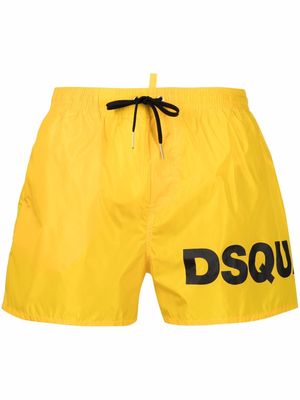 Dsquared2 logo-print drawstring swim shorts - Yellow