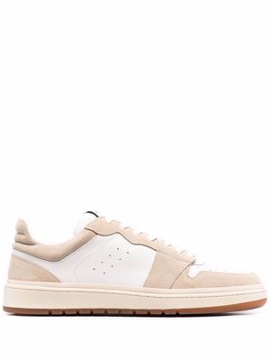 Closed panelled lace-up sneakers - White
