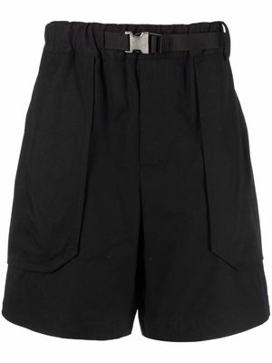 sacai buckle-fastened cotton shorts - Black