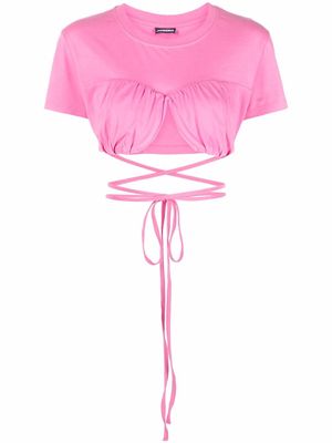 Jacquemus wraparound cropped T-shirt - Pink
