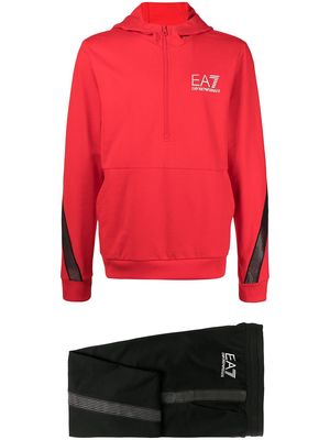 Ea7 Emporio Armani logo-print tracksuit hoodie - Red