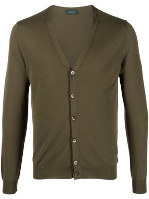 Zanone V-neck button-up cardigan - Green