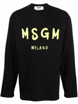 MSGM logo long-sleeve top - Black