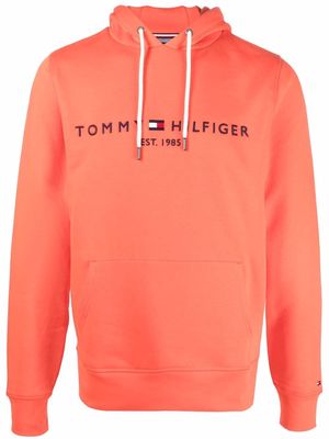 Tommy Hilfiger logo-embroidered drawstring hoodie - Orange
