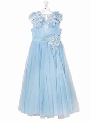 MARCHESA KIDS COUTURE Ceremony floral-detail maxi dress - Blue