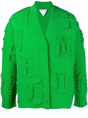 Bottega Veneta logo-knit embossed cardigan - Green