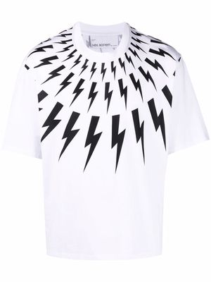 Neil Barrett Fair Isle Thunderbolt-print cotton T-shirt - White