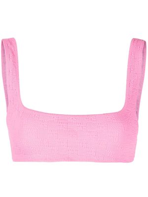 Alexander Wang logo-knit square-neck bikini top - Pink