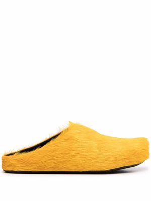 Marni textured calf hair clog slippers - Yellow