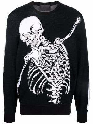 Philipp Plein skull-knit cotton-merino jumper - Black